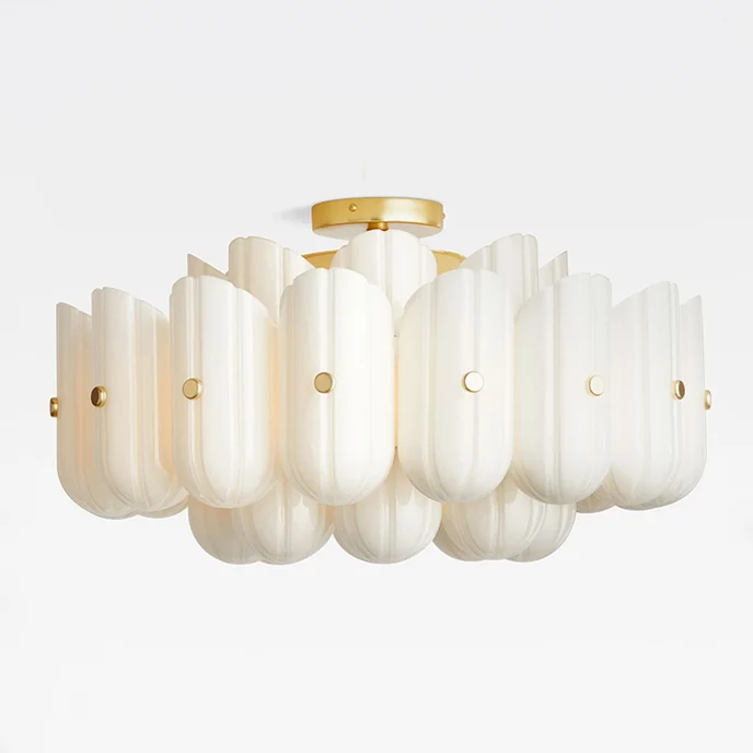 Liora Fluted Glass Semi-Flush Ceiling Light