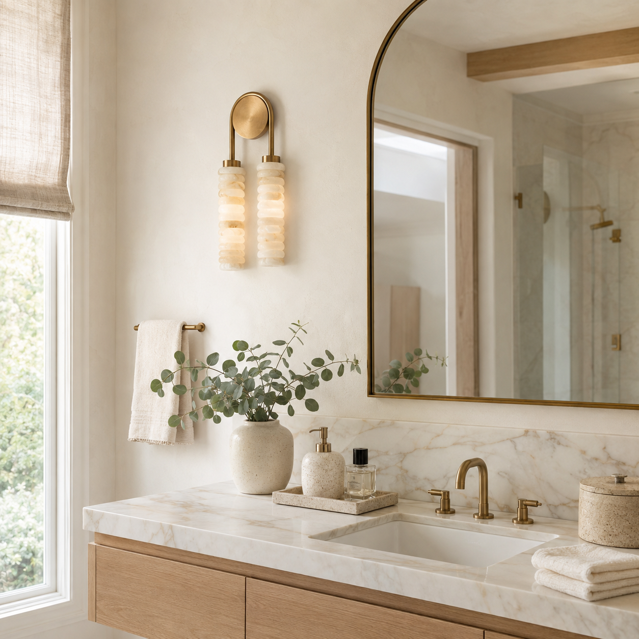 Calla Ribbed Alabaster Wall Sconce